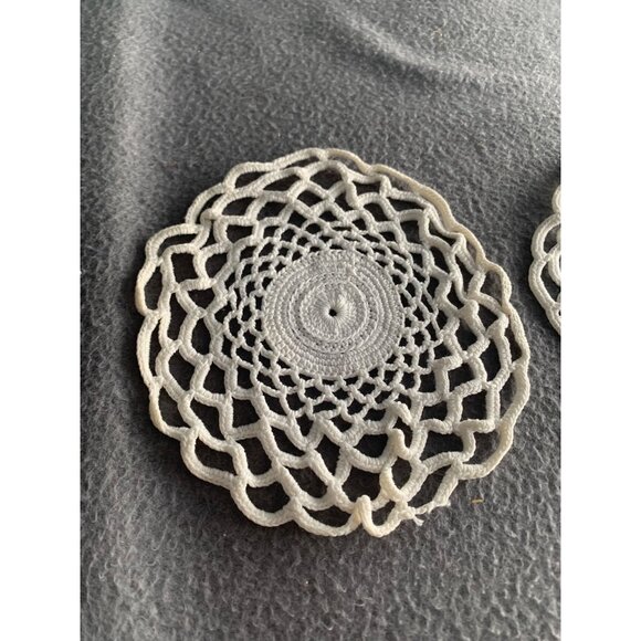 Handmade White Crochet Doily Set of Two For Home Decor & Craft Projects - Picture 5 of 12